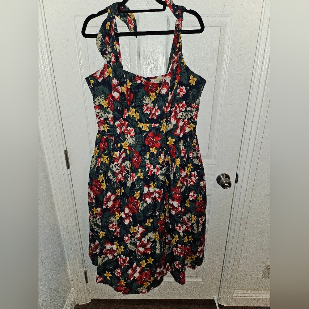 Floral Sleeveless Dress Adjustable Straps Size XXXL